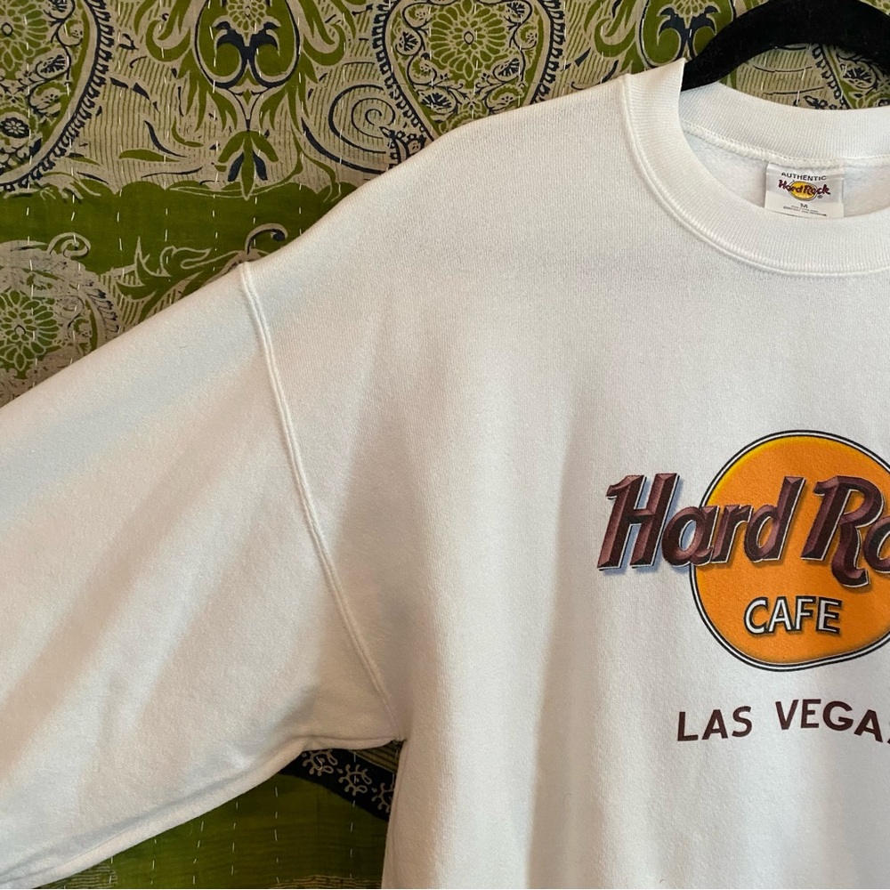 Vintage Y2K Hard Rock Cafe White Las Vegas Crewneck Sweatshirt Size Medium - Picture 8 of 15